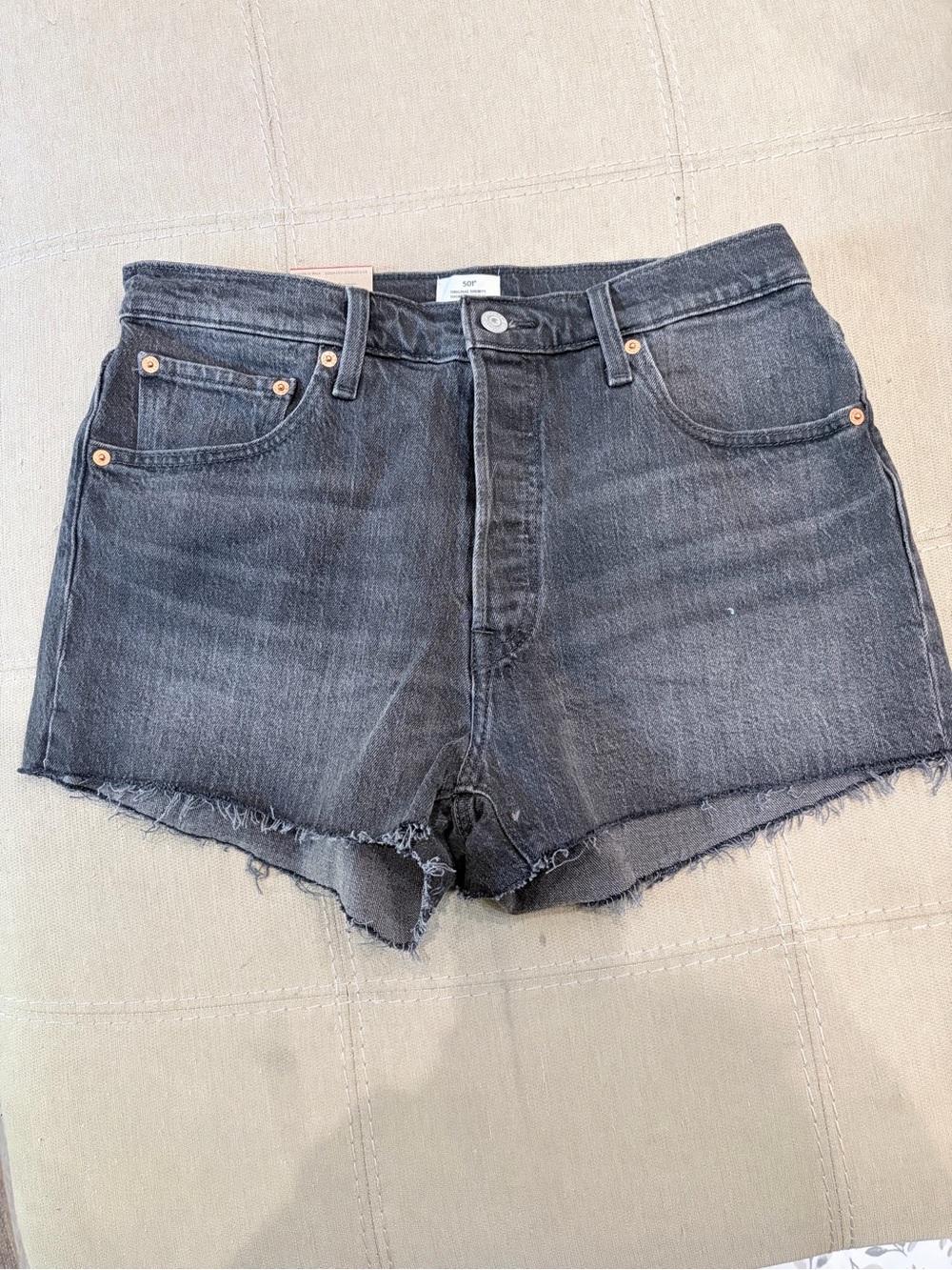 Women's Black Denim Cutoff Shorts with Frayed Hem